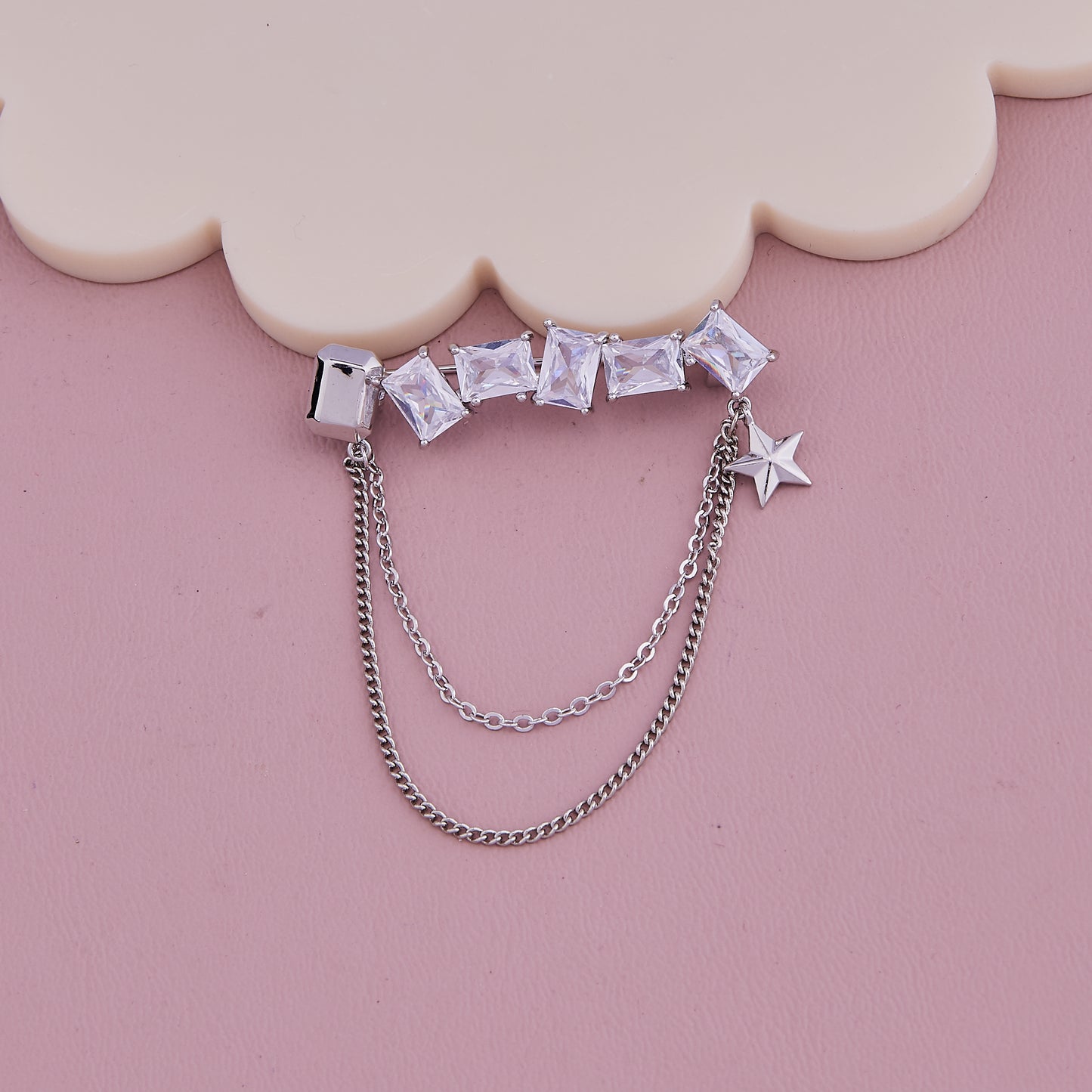 Crystal Chain Brooch