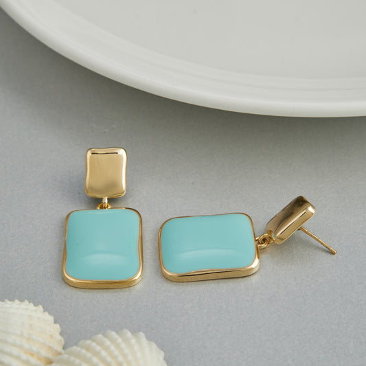 Blue Enamel Earrings Stylish Fashion Accessory