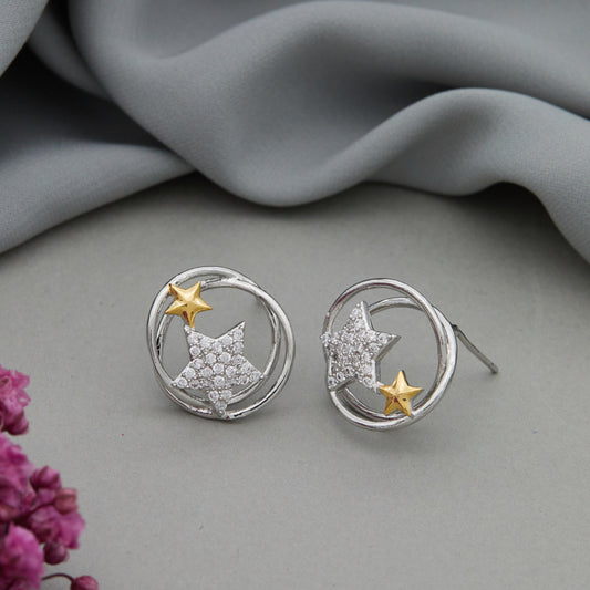 Star-Shaped Diamond Earrings Sparkling Elegance in Silver