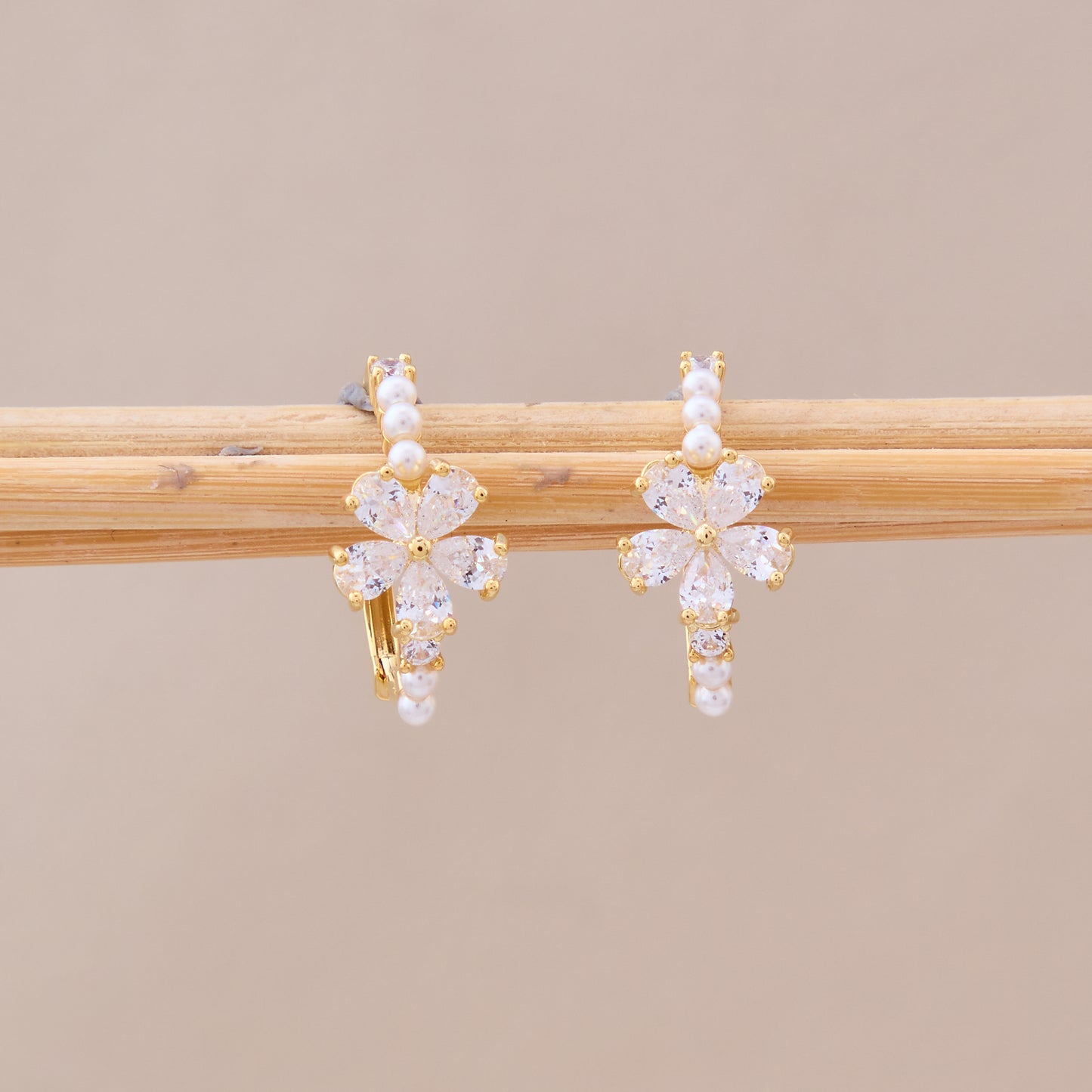 Blossom Pearl & Crystal Hoop Earrings