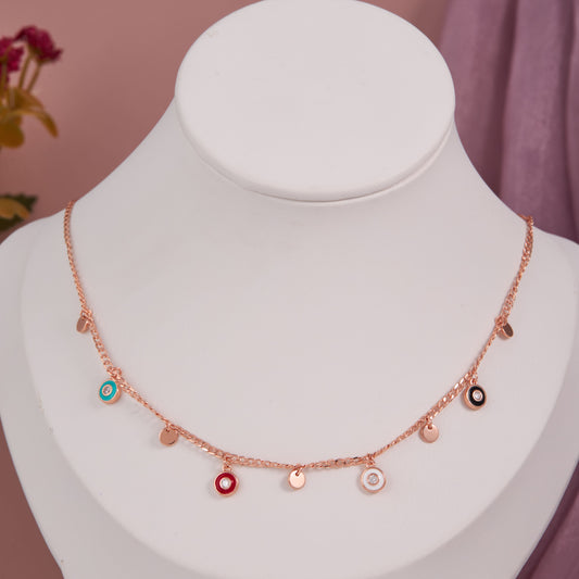 Rose Gold Multicolour Charm Necklace by GC Premium Jewellery