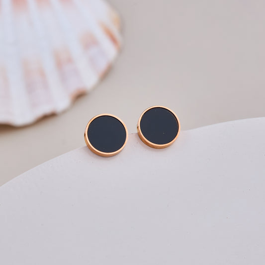 Minimal Black Enamel Stud Earrings