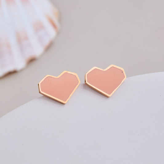 Geometric Heart Stud Earrings