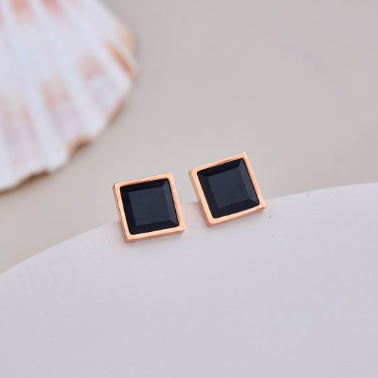 Black Square Stud Earrings