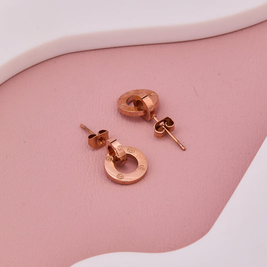 Rose Gold Circle Drop Earrings