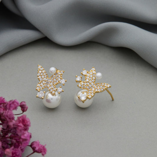 Pearl & Diamond Earrings Luxurious Floral Elegance