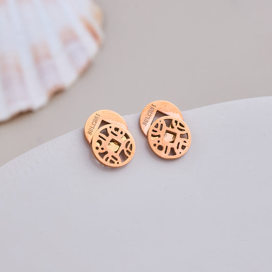 Rose Gold Patterned Stud Earrings