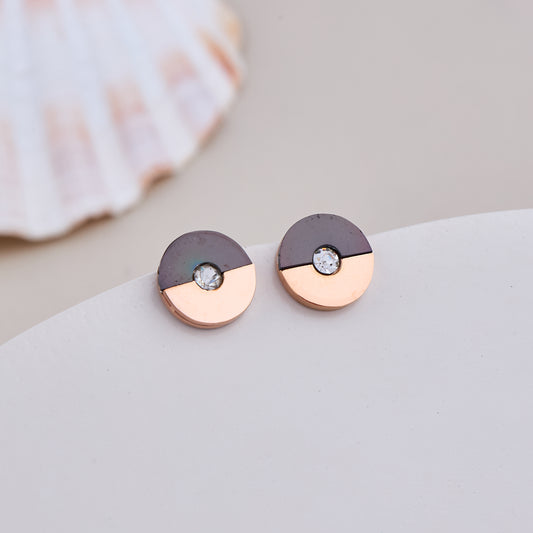 Rose Gold Dual Tone Stud Earrings