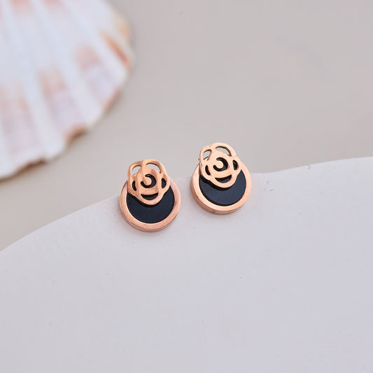 Rose Gold Floral Cutout Stud Earrings