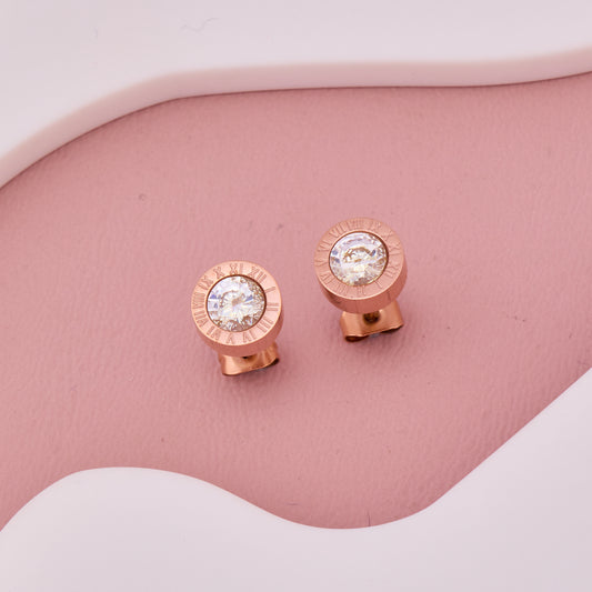 Roman Numeral Crystal Stud Earrings