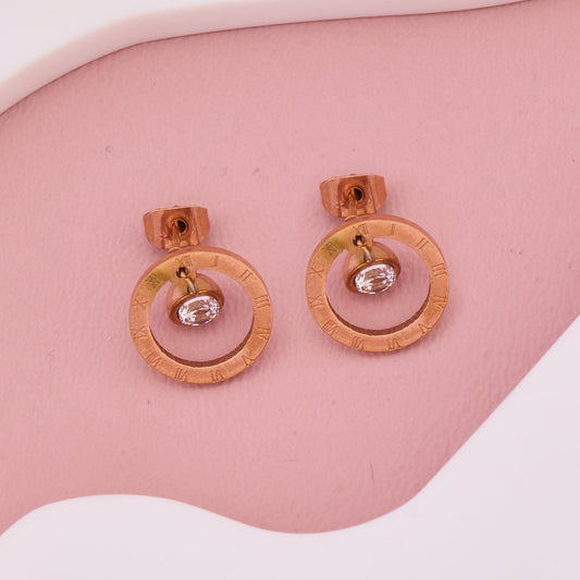 Roman Numeral Hoop Drop Earrings