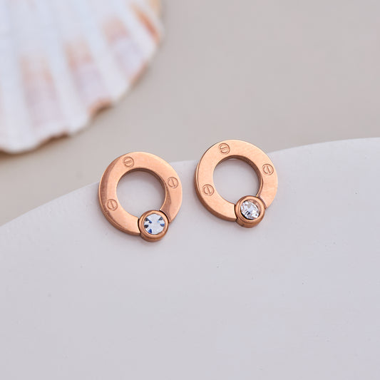 Crystal Circle Stud Earrings
