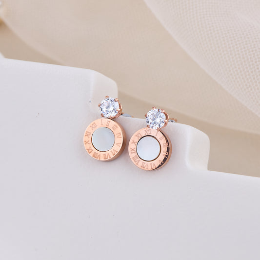 Roman Circle Crystal Studs