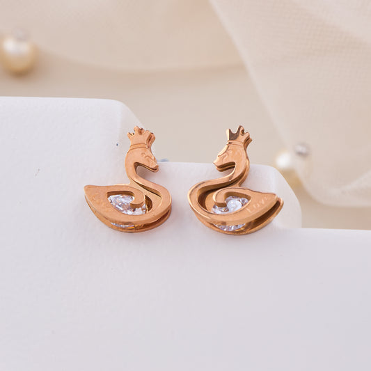 Crown Swan Crystal Studs