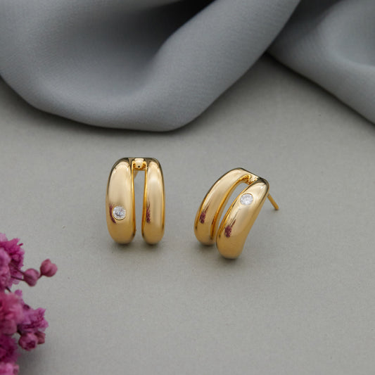 Gold & Diamond Earrings Elegant Indoor Fashion Accessory