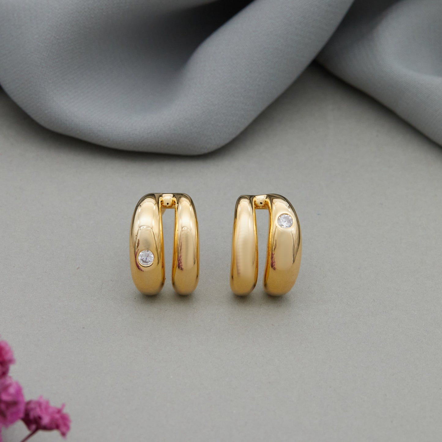 Gold & Diamond Earrings Elegant Indoor Fashion Accessory