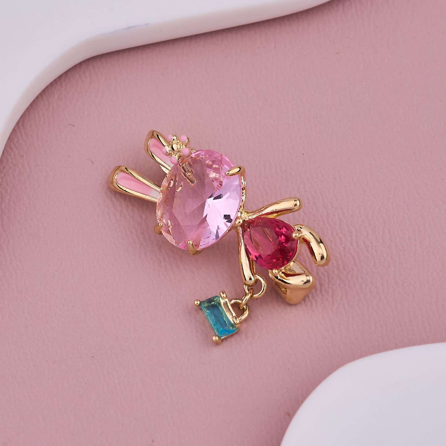 Luxury Pink Bunny Brooch