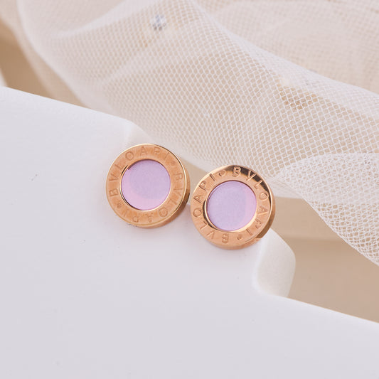 Lavender Enamel Circle Studs