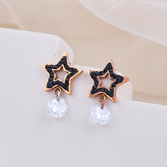 Black Star Drop Earrings