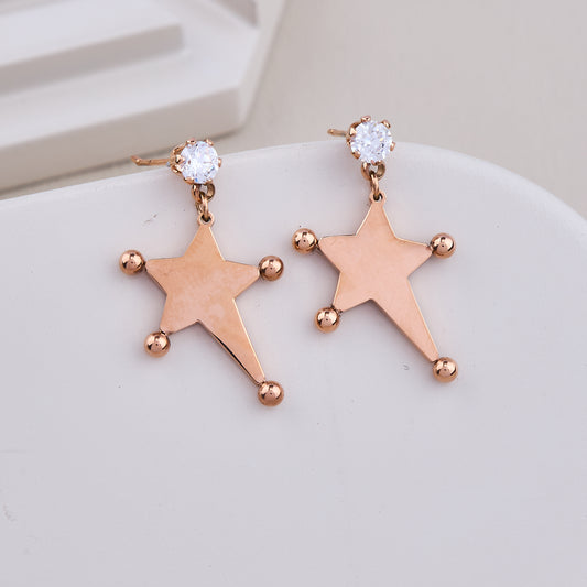 Golden Star Drop Earrings