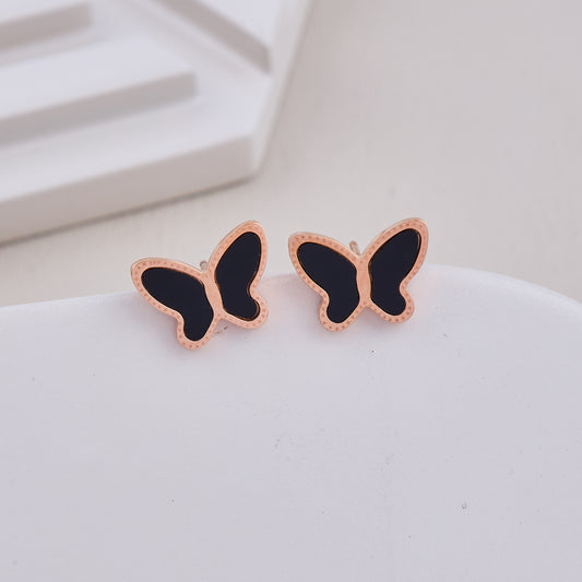 Black Enamel Butterfly Studs