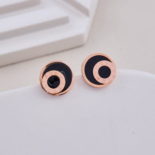 Black Roman Circle Studs