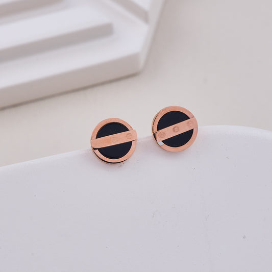 Black Bar Circle Studs
