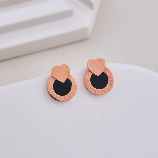 Heart Black Enamel Studs