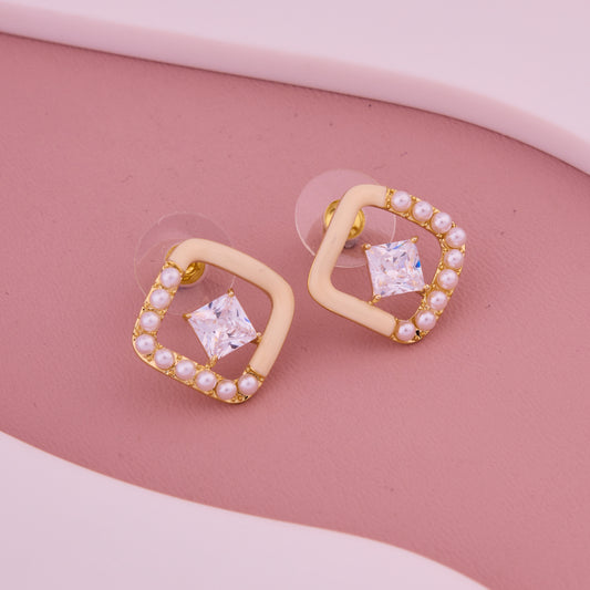 Pearl Glow Geometric Studs