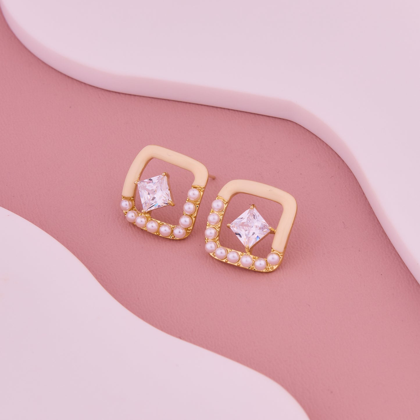 Pearl Glow Geometric Studs