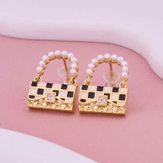 Pearl Handle Handbag Earrings
