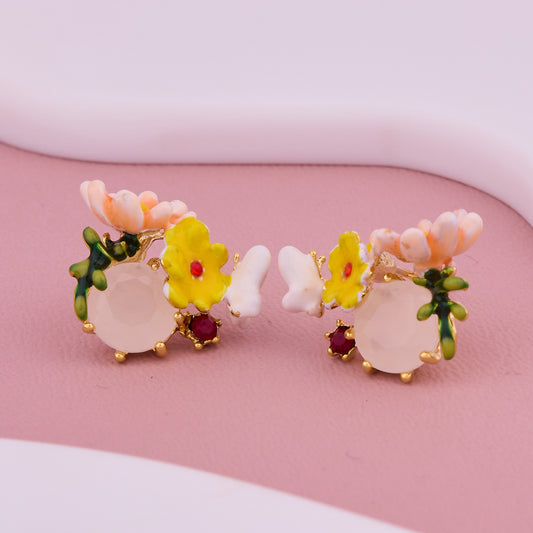 Floral Butterfly Garden Earrings