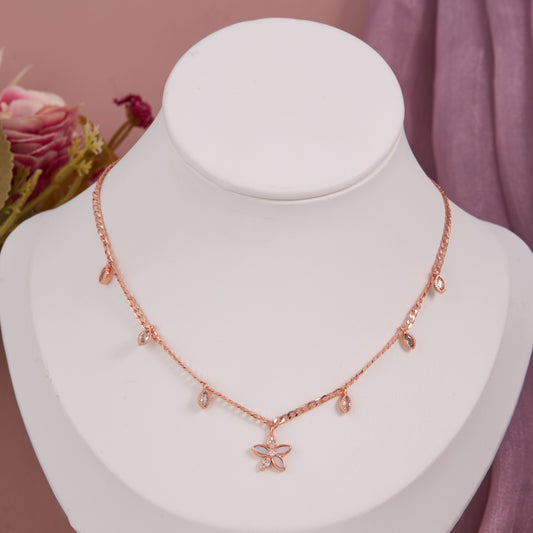 Rose Gold Floral Pendant Necklace by GC Premium Jewellery