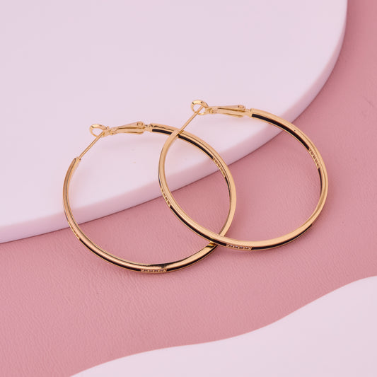 Gold Hoop Earrings with Black Enamel & CZ Accents