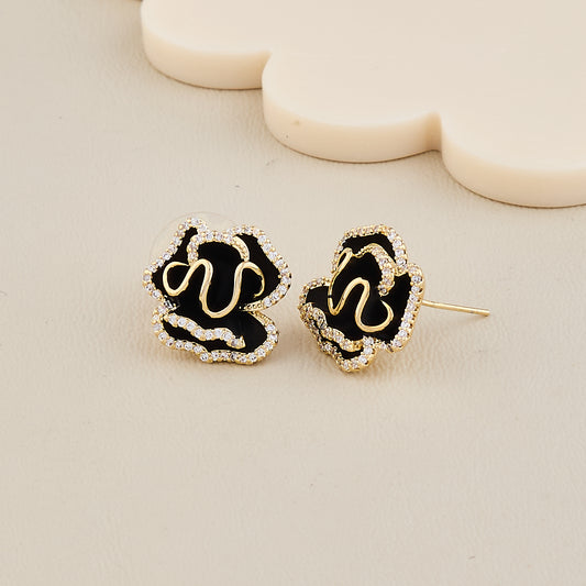 Midnight Bloom Crystal Edge Earrings