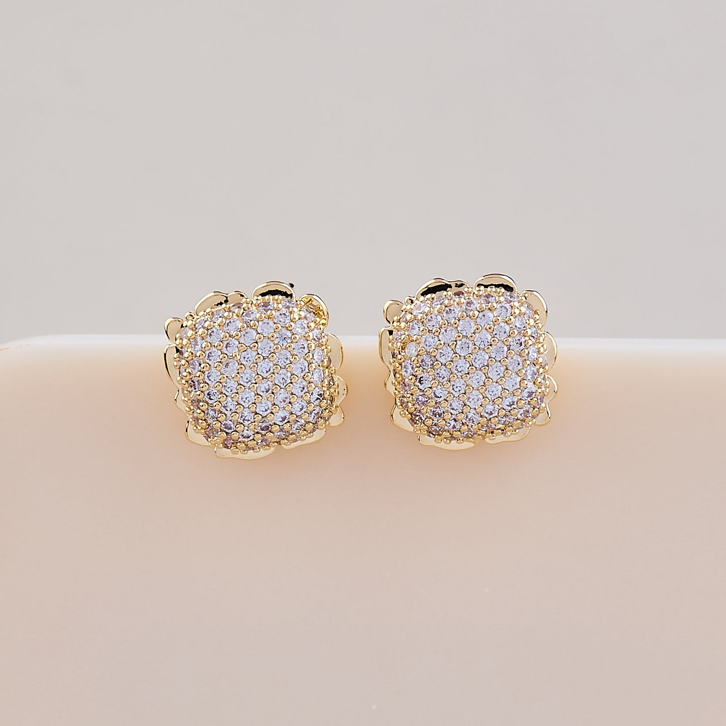 Gold Square Cluster Stud Earrings