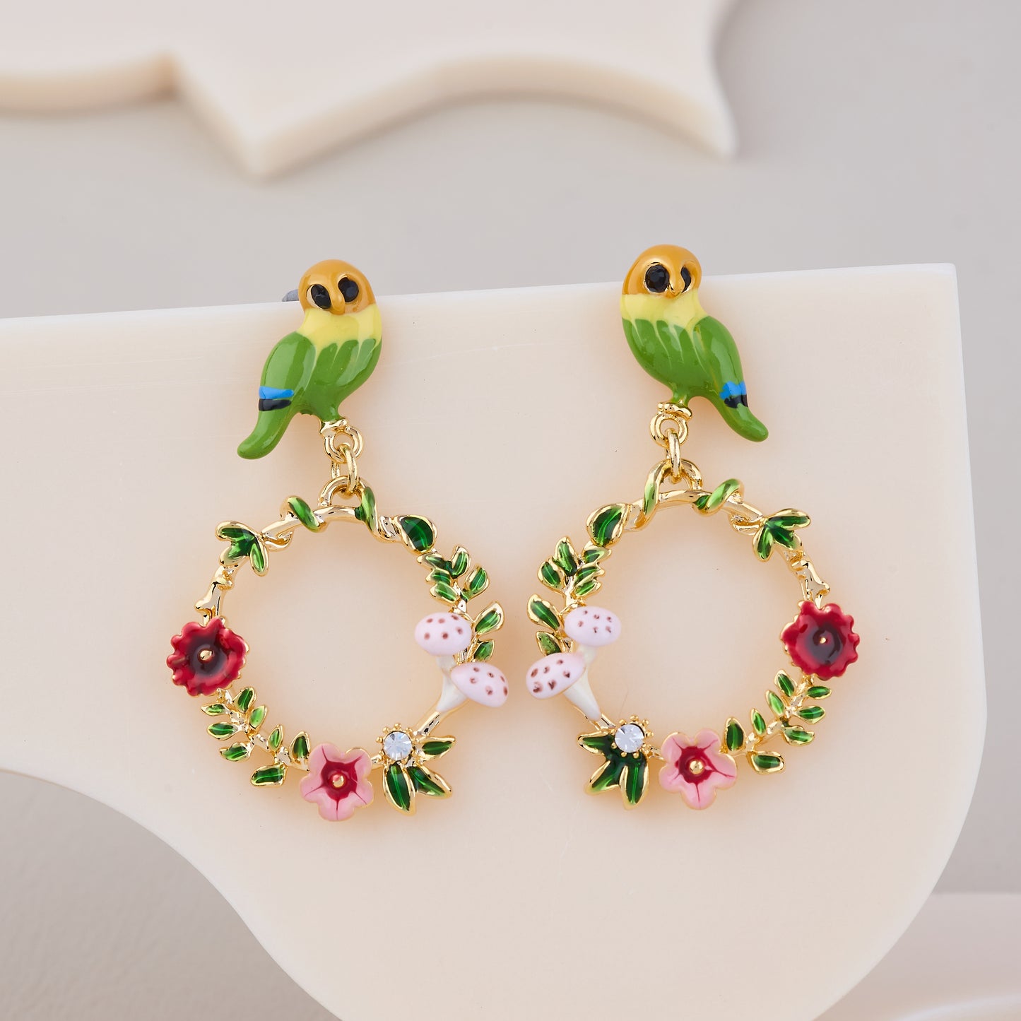 Tropical Parrot Garden Hoop Earrings