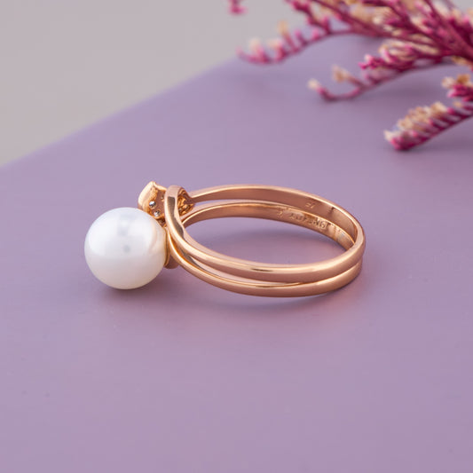 Pearl & Leaf Ring Set