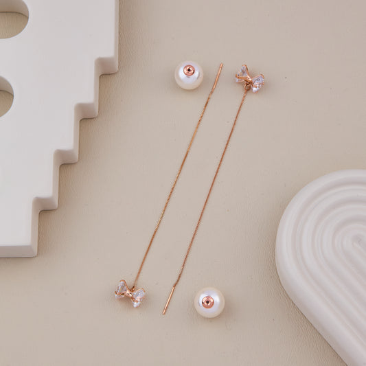 Bow Pearl Drop Earrings