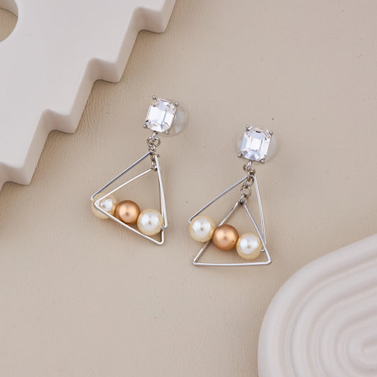 Geometric Pearl Earrings