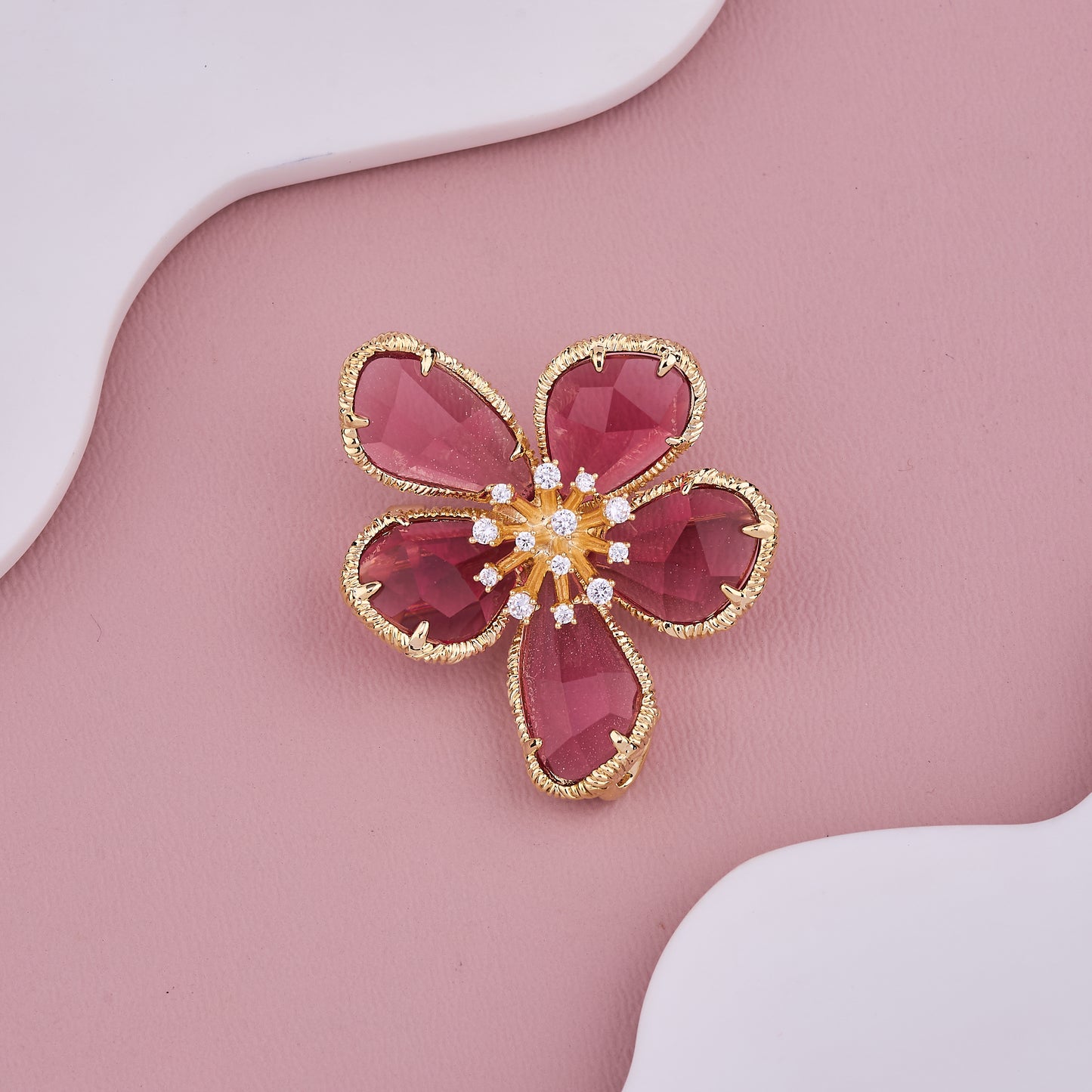 Flower Ruby Blossom Brooch