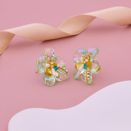Green Flower Earrings