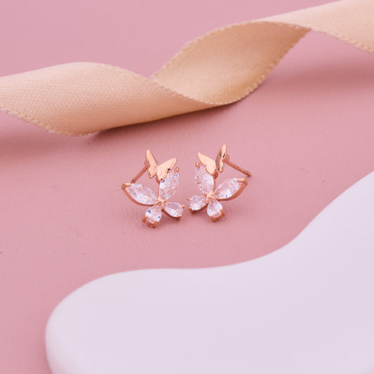 Crystal Butterfly Stud Earrings