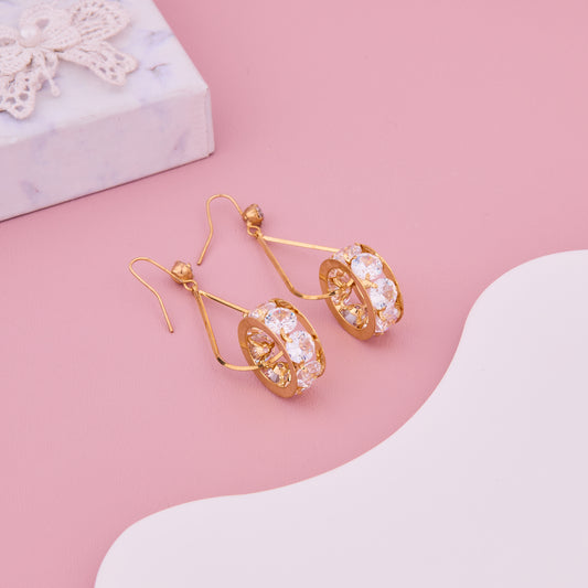 Golden Hoop Drop Earrings