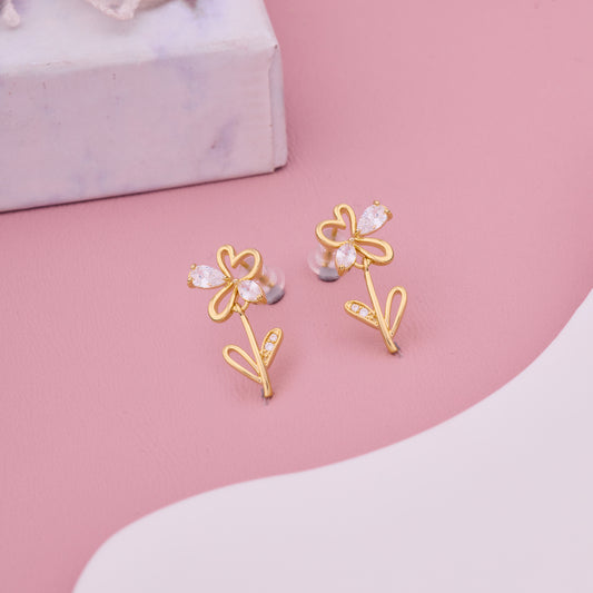 Gold Flower Stud Earrings