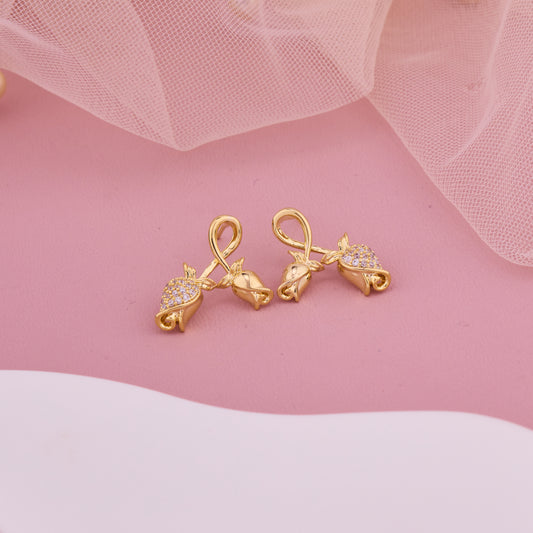 Gold Rose Bud Earrings