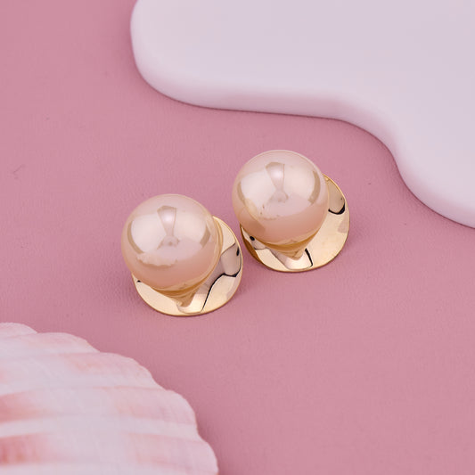 Gold Pearl Stud Earrings