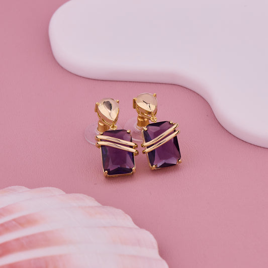 Purple Gemstone Drop Earrings