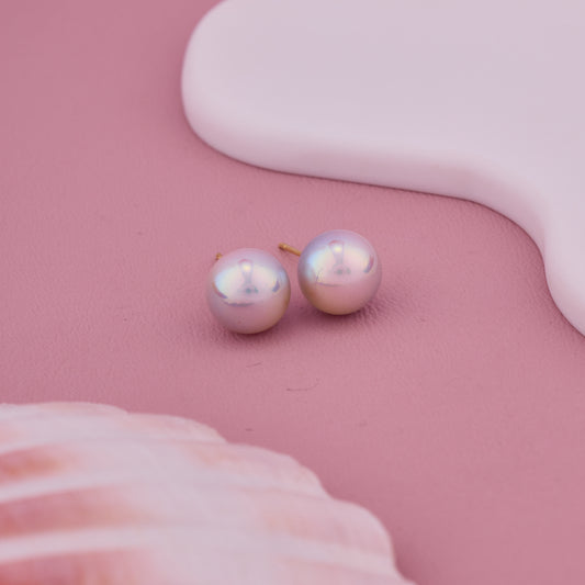 Classic Iridescent Pearl Stud Earrings