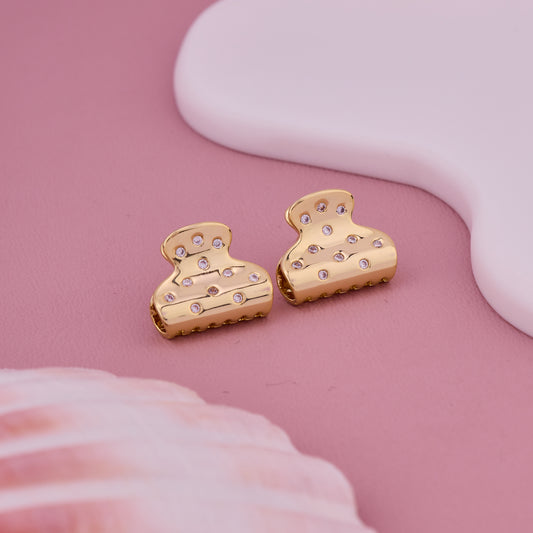 Gold-Toned Claw-Shaped Stud Earrings